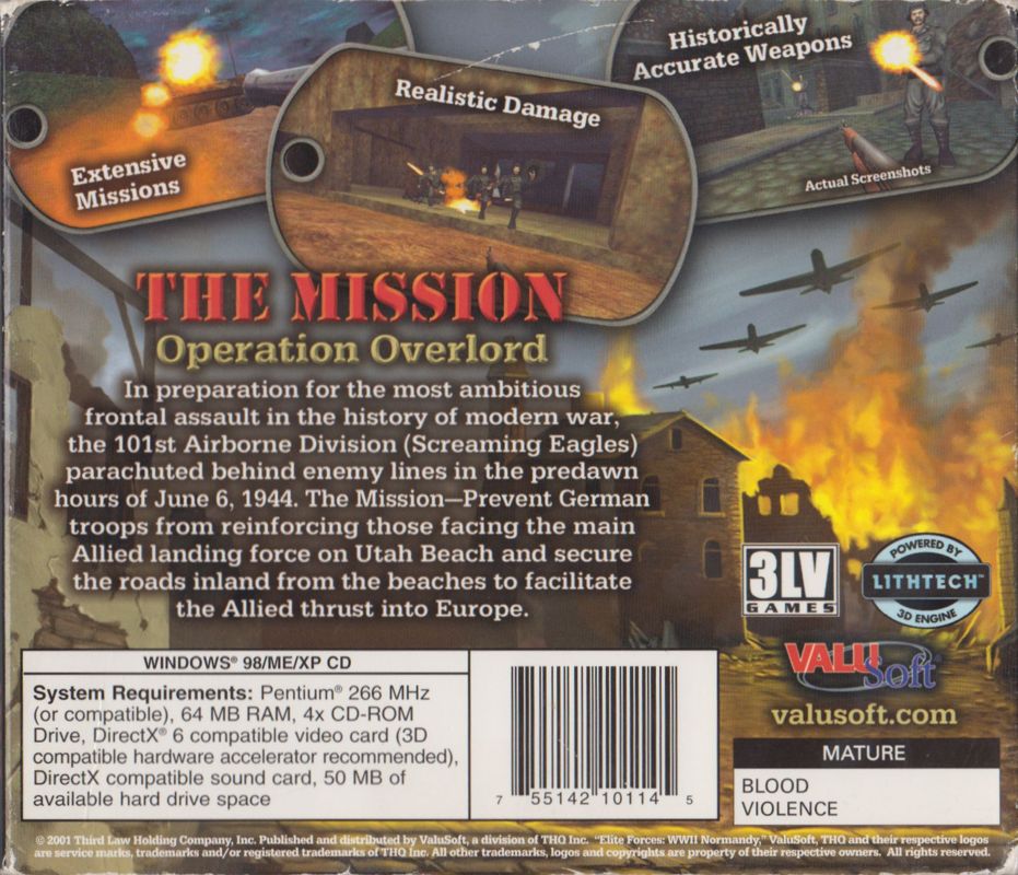 Back Cover for Elite Forces: WWII - Normandy (Windows)