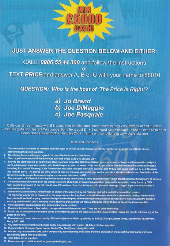 Inside Cover for The Price Is Right With Your Host: Joe Pasquale (DVD Player): Left