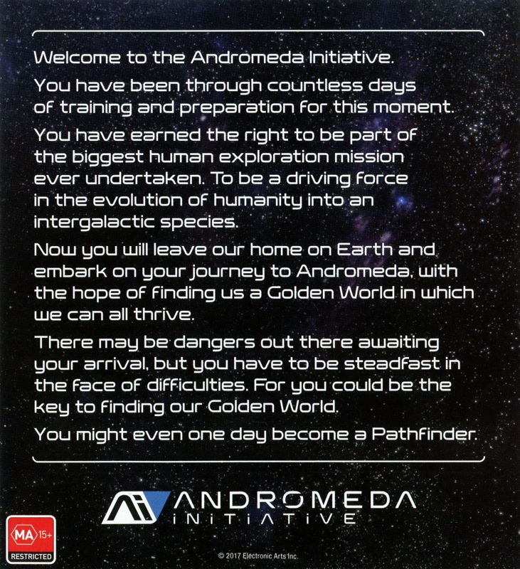 Extras for Mass Effect: Andromeda (Xbox One): Andromeda flyer - back