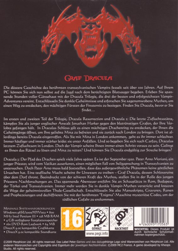 Back Cover for Dracula Trilogy (Windows)