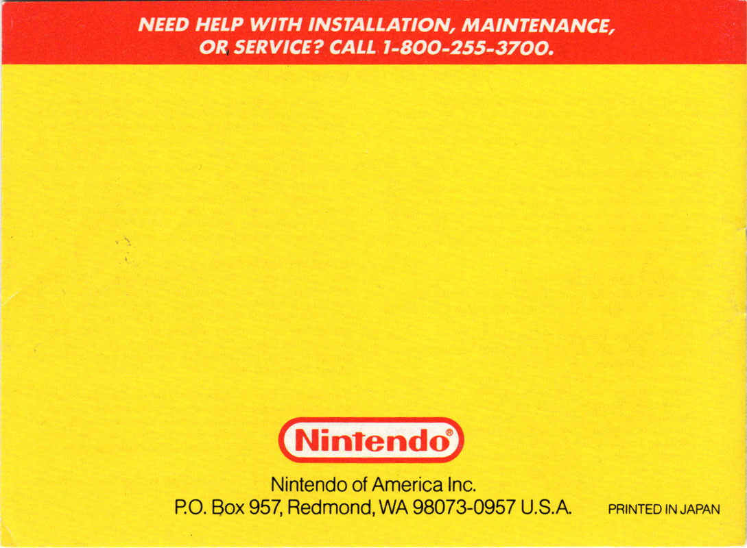 Manual for Yoshi (Game Boy): Back