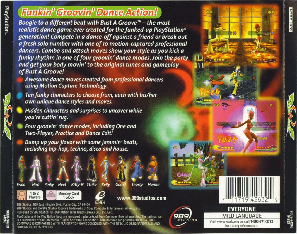 Back Cover for Bust A Groove (PlayStation)