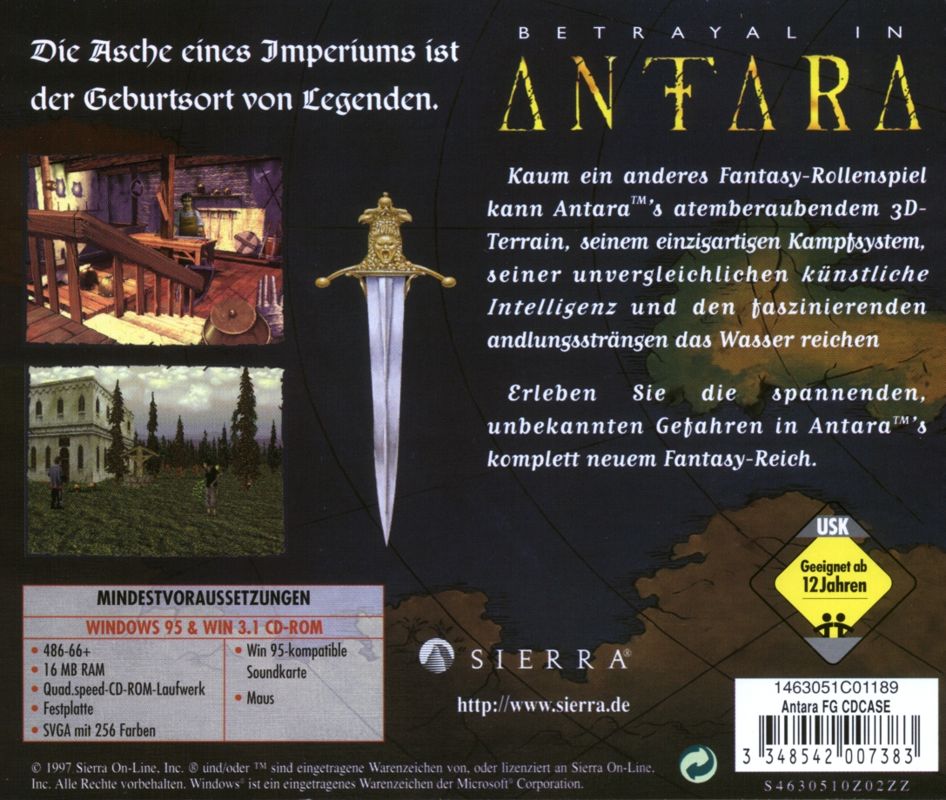 Other for Betrayal in Antara (Windows and Windows 16-bit): Jewel Case 1 - Back