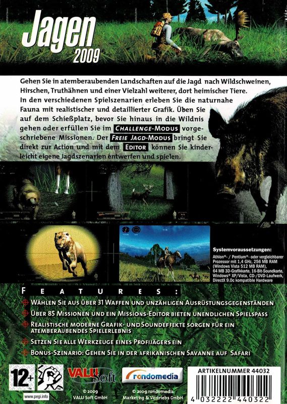 Back Cover for Hunting Unlimited 2009 (Windows)