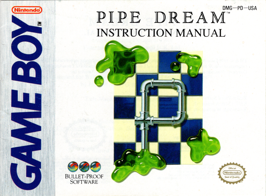 Manual for Pipe Dream (Game Boy): Front