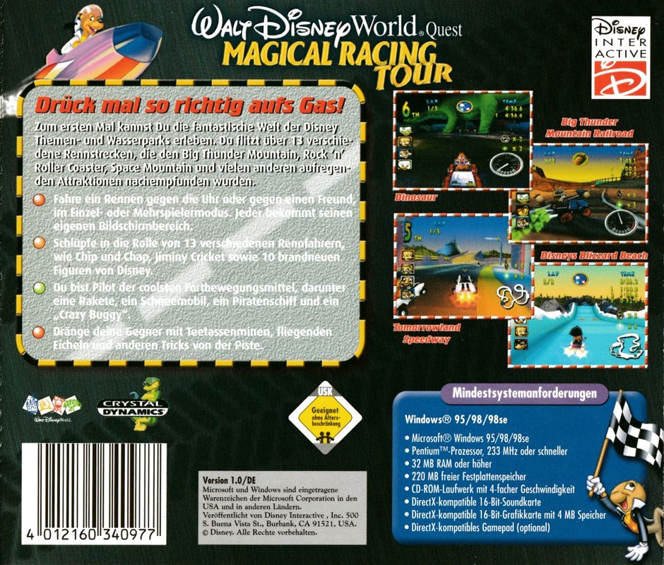 Other for Walt Disney World Quest: Magical Racing Tour (Windows): Jewel Case - Back