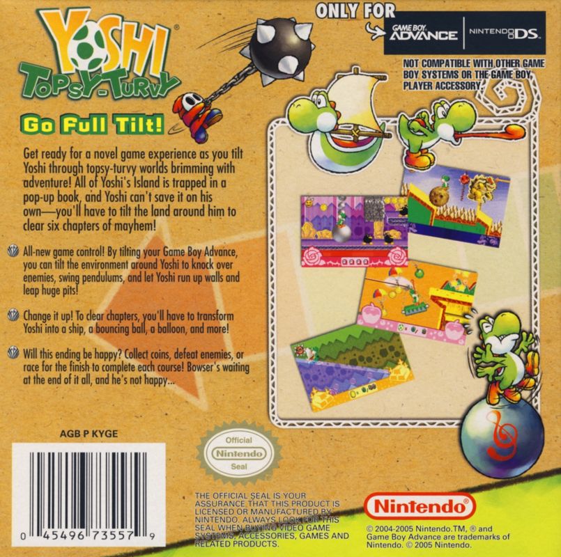 Back Cover for Yoshi Topsy-Turvy (Game Boy Advance)