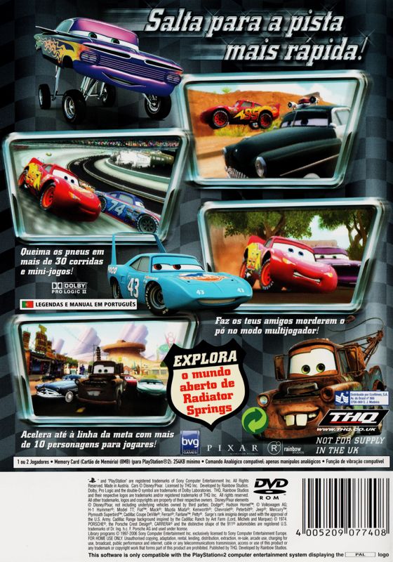 Back Cover for Disney•Pixar Cars (PlayStation 2)