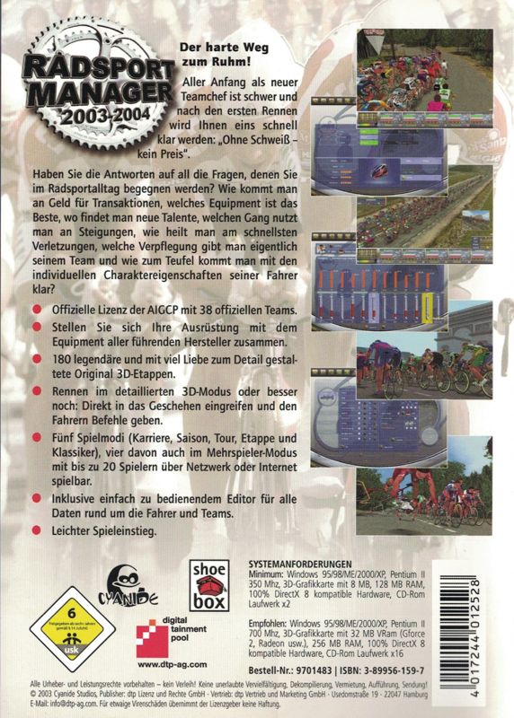 Back Cover for Cycling Manager 3 (Windows)