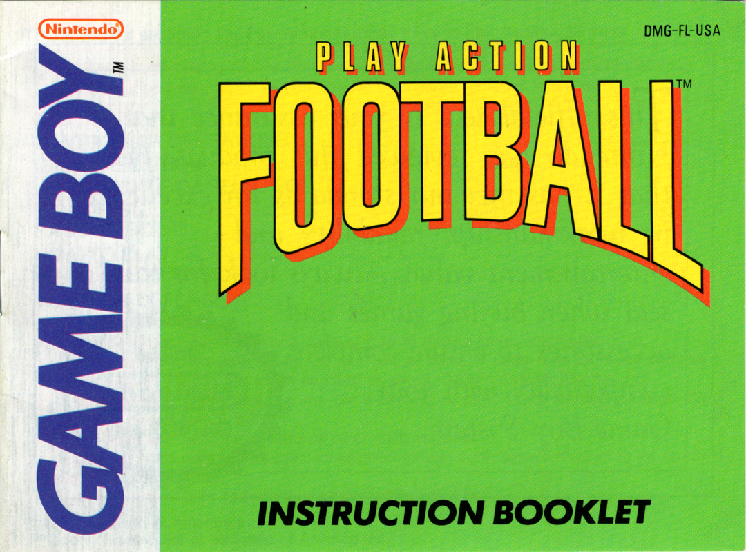 Manual for NES Play Action Football (Game Boy): Front