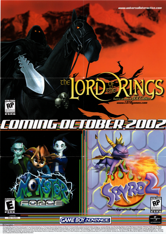Extras for The Scorpion King: Sword of Osiris (Game Boy Advance): Fold-Out Poster - Back
