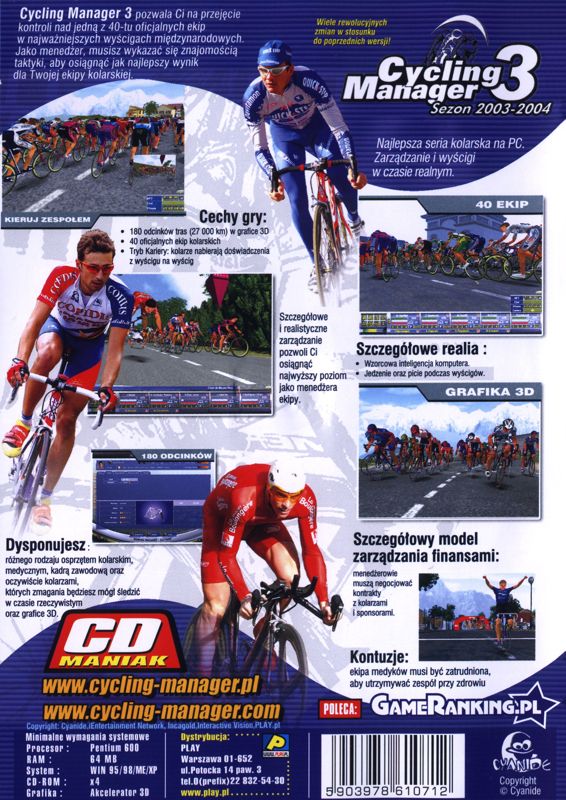 Back Cover for Cycling Manager 3 (Windows) (CD Maniak #2/2005 release)