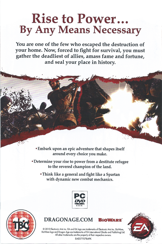 Advertisement for Dragon Age: Origins - Ultimate Edition (Windows): Back