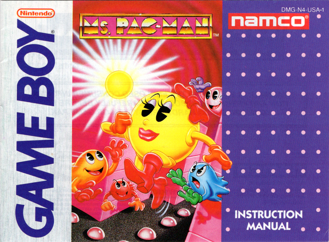 Manual for Ms. Pac-Man (Game Boy): Front