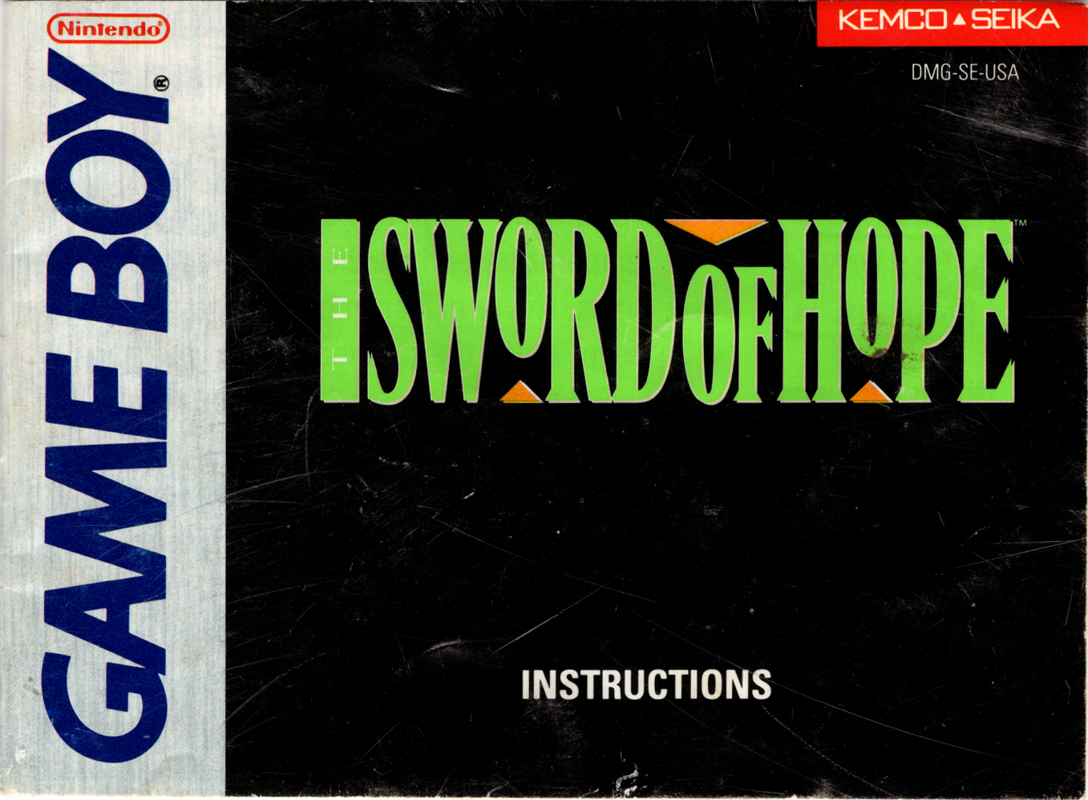 Manual for The Sword of Hope (Game Boy): Front