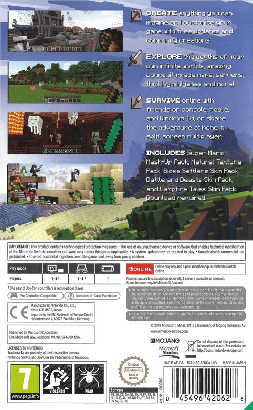 Back Cover for Minecraft (Nintendo Switch)