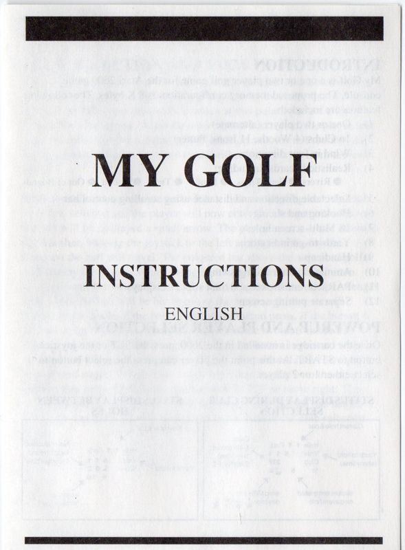Manual for My Golf (Atari 2600)