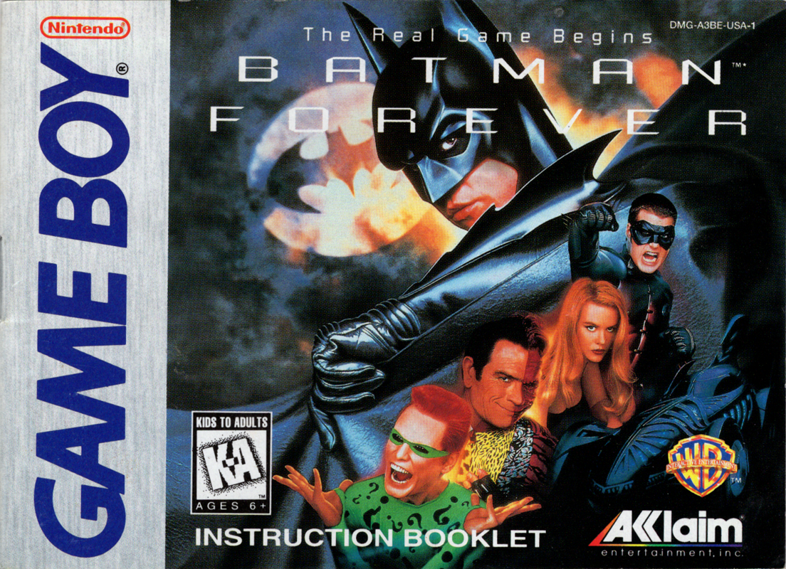 Manual for Batman Forever (Game Boy): Front