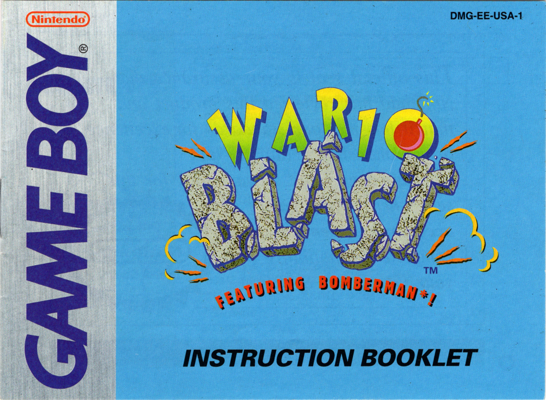 Manual for Wario Blast featuring Bomberman! (Game Boy): Front