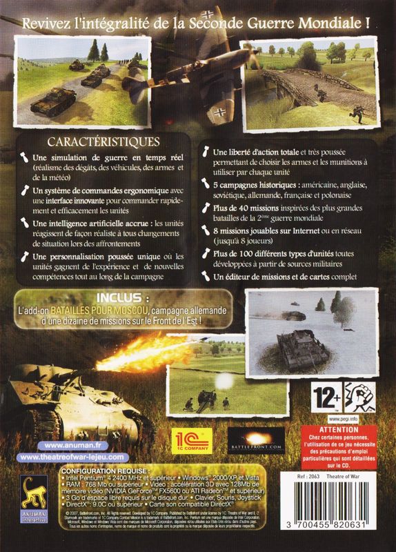 Back Cover for Theatre of War (Windows)