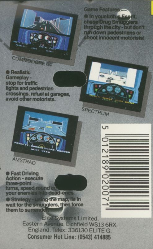 Back Cover for Turbo Esprit (ZX Spectrum) (Budget re-release)