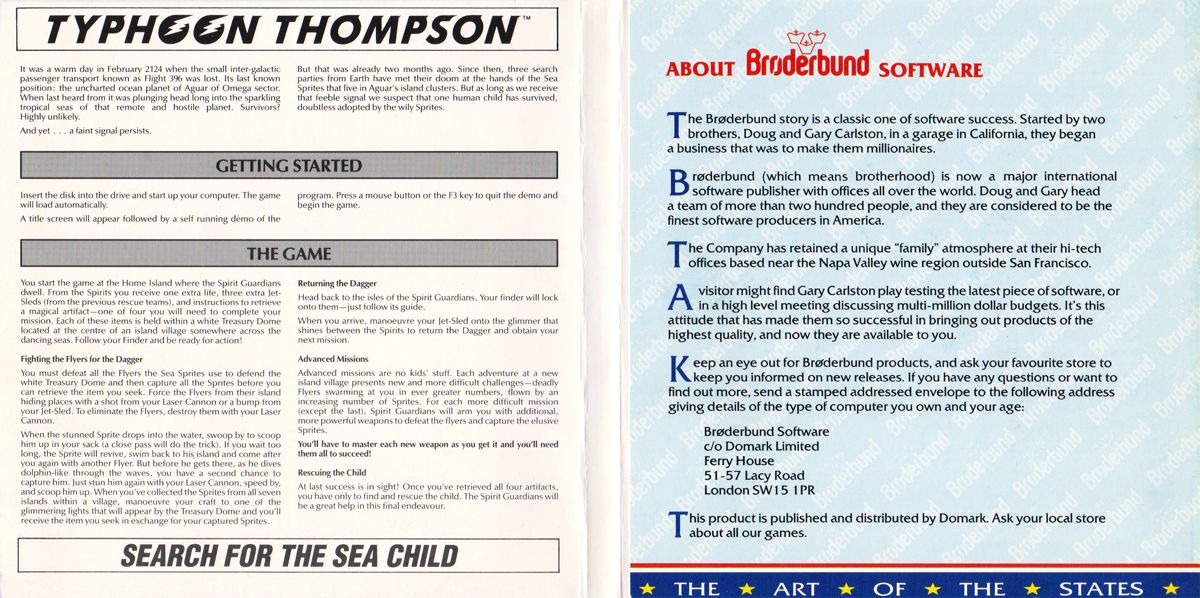Inside Cover for Typhoon Thompson in Search for the Sea Child (Atari ST): Instructions 1 (folded)