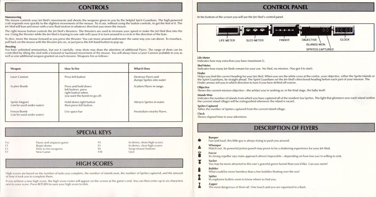 Inside Cover for Typhoon Thompson in Search for the Sea Child (Atari ST): Instructions 2 (folded)