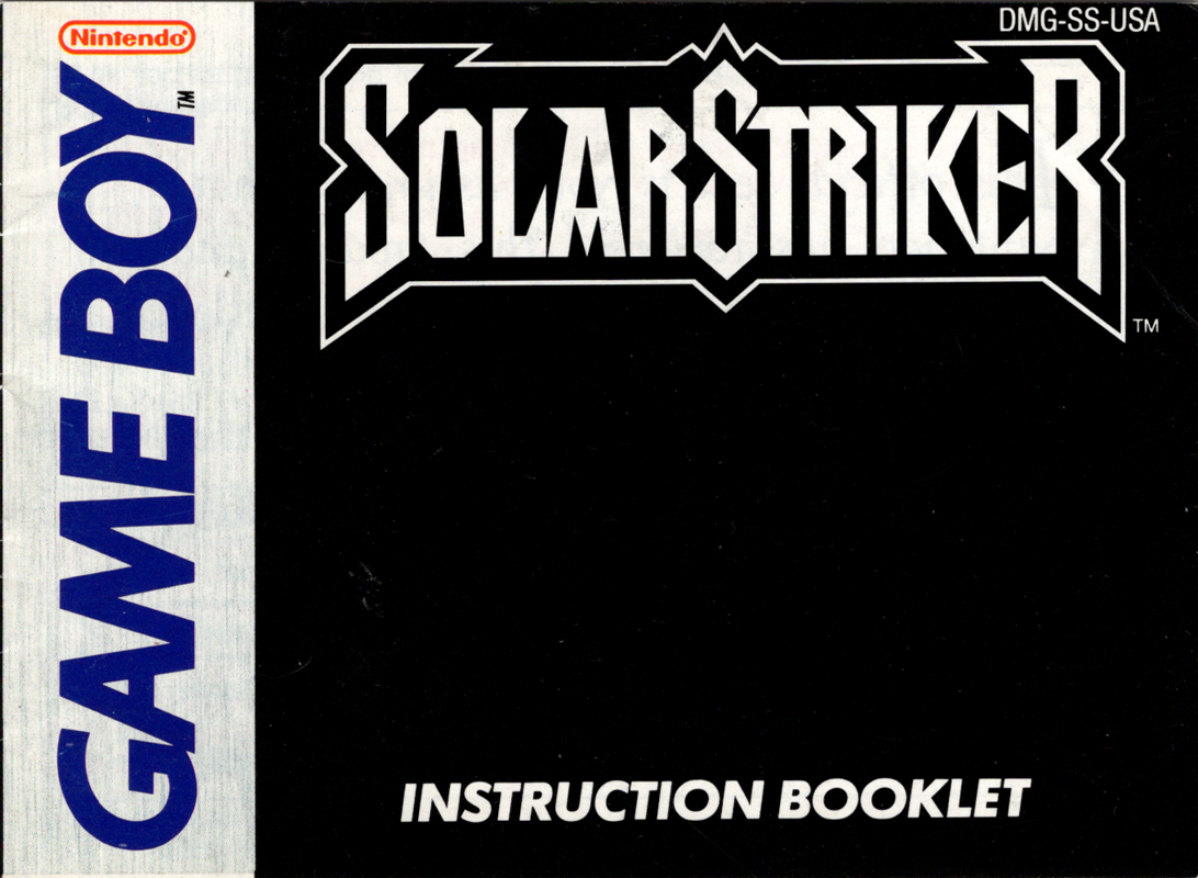 Manual for Solar Striker (Game Boy): Front
