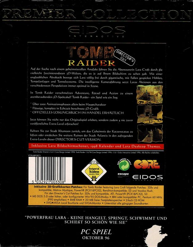 Tomb Raider: Gold cover or packaging material - MobyGames