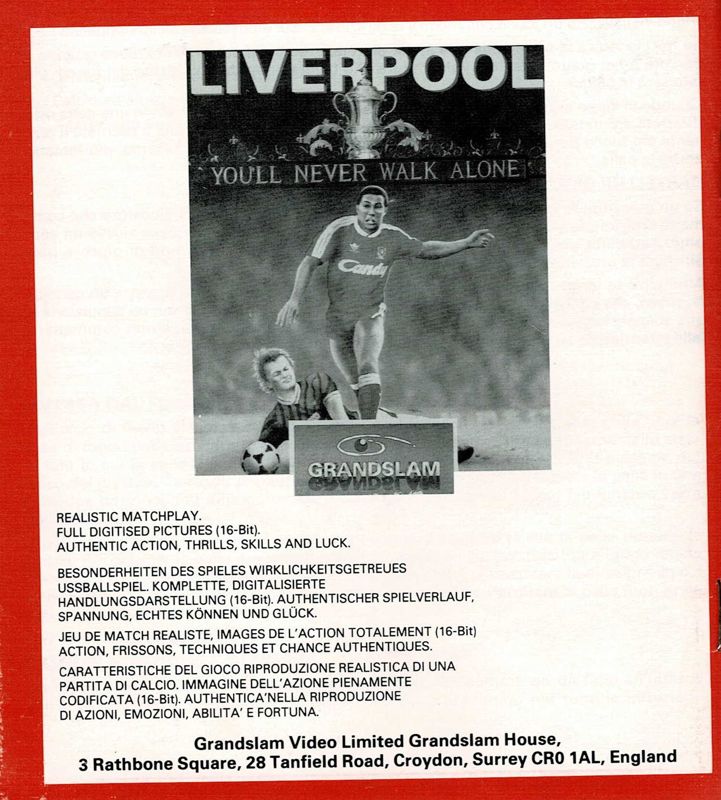 Manual for Liverpool: The Computer Game (DOS): Back