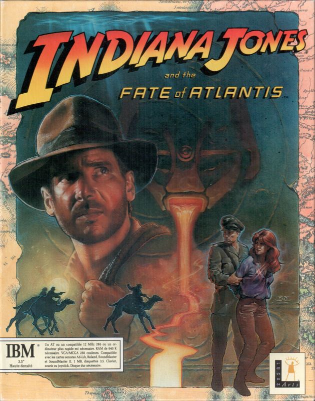 Front Cover for Indiana Jones and the Fate of Atlantis (DOS) (2nd French (3.5'') release - fully localized)