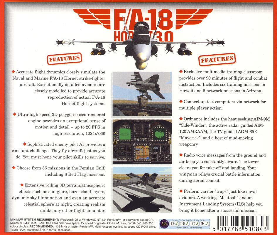 Other for F/A-18 Hornet 3.0 (Windows): Jewel Case - Back