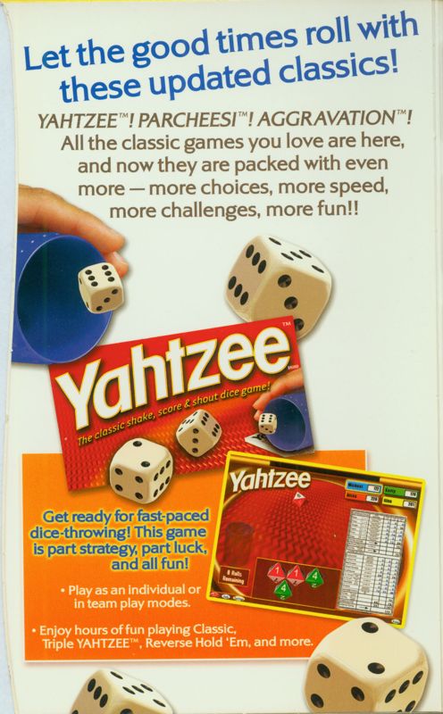 Inside Cover for Yahtzee, Parcheesi & Aggravation Collection (Windows): Left