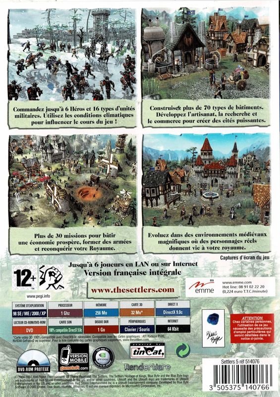 Back Cover for Heritage of Kings: The Settlers (Windows) (Best Gamer release)