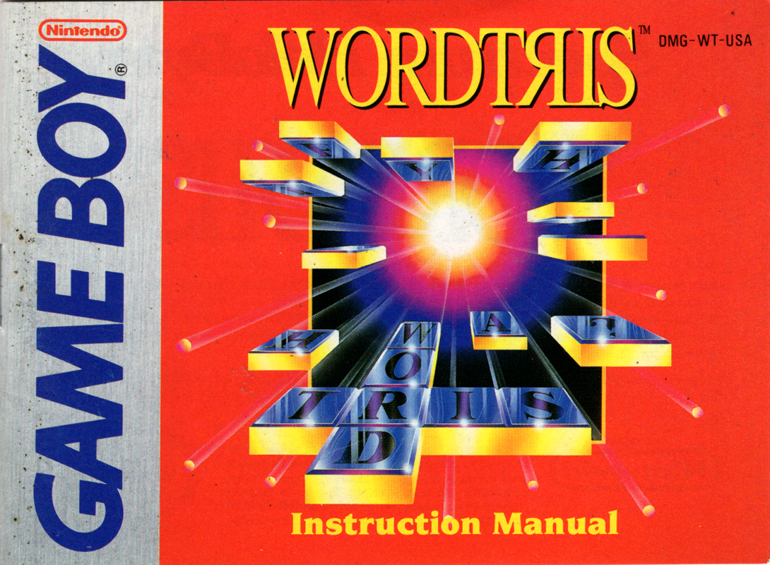 Manual for Wordtris (Game Boy): Front