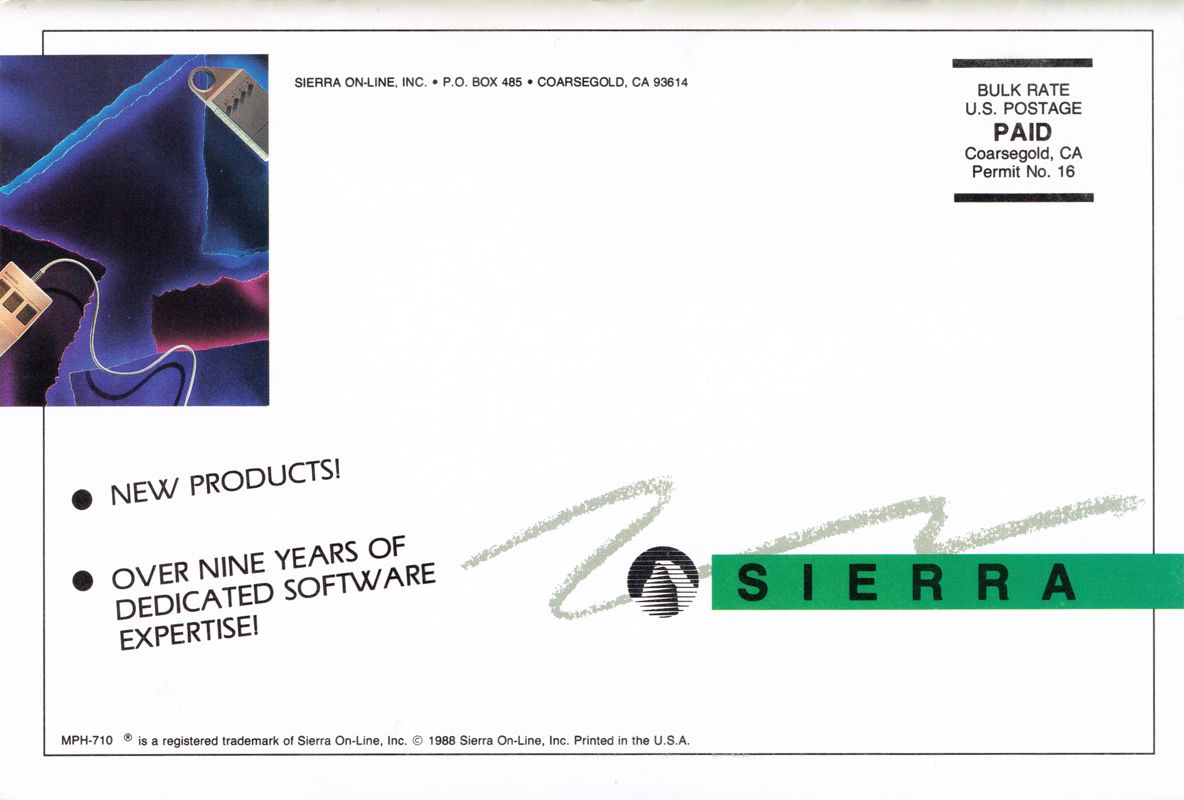 Advertisement for Space Quest III: The Pirates of Pestulon (DOS): Product Catalog - Back