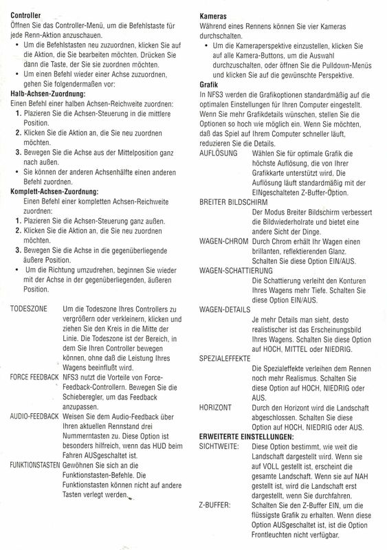 Manual for Need for Speed III: Hot Pursuit (Windows): Back