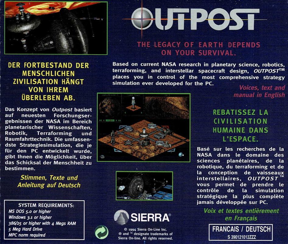 Other for Outpost (Windows 16-bit) (Full German release): Jewel Case - Back