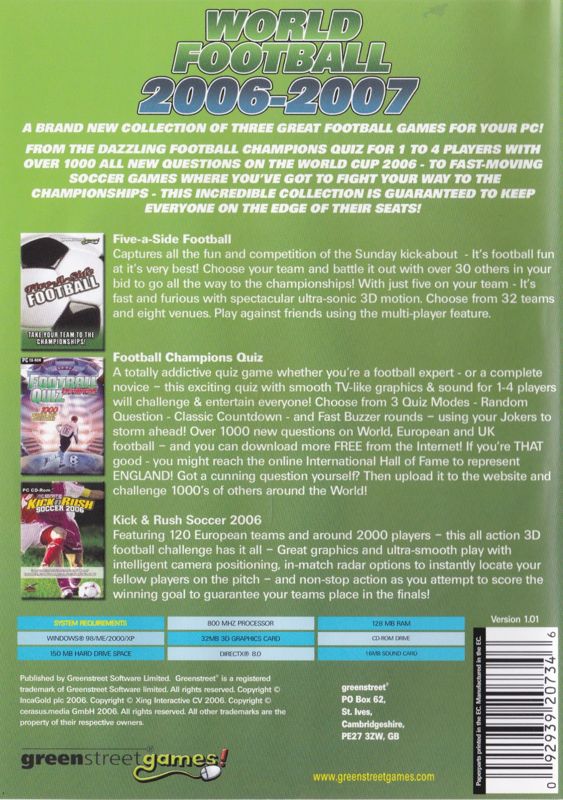 Back Cover for World Football 2006-2007 (Windows)
