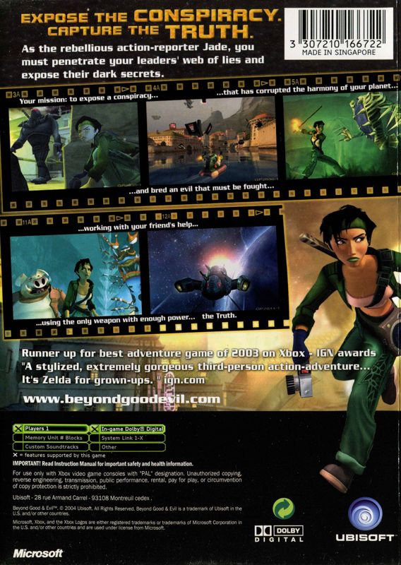 Back Cover for Beyond Good & Evil (Xbox)