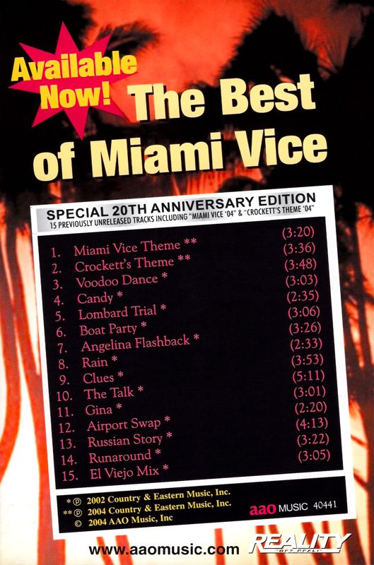 Advertisement for Miami Vice (Windows): The Best of Miami Vice - Back