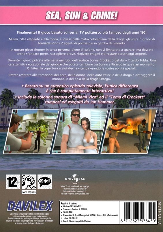 Back Cover for Miami Vice (Windows)