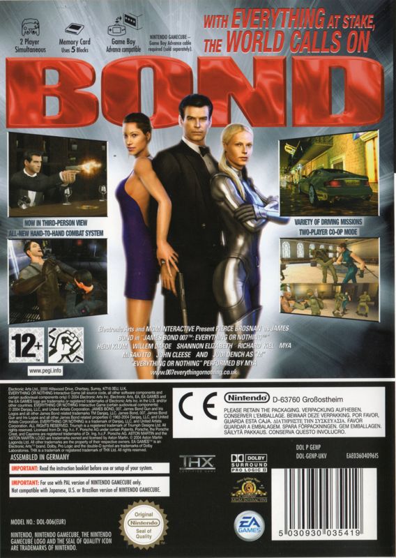 Back Cover for 007: Everything or Nothing (GameCube)