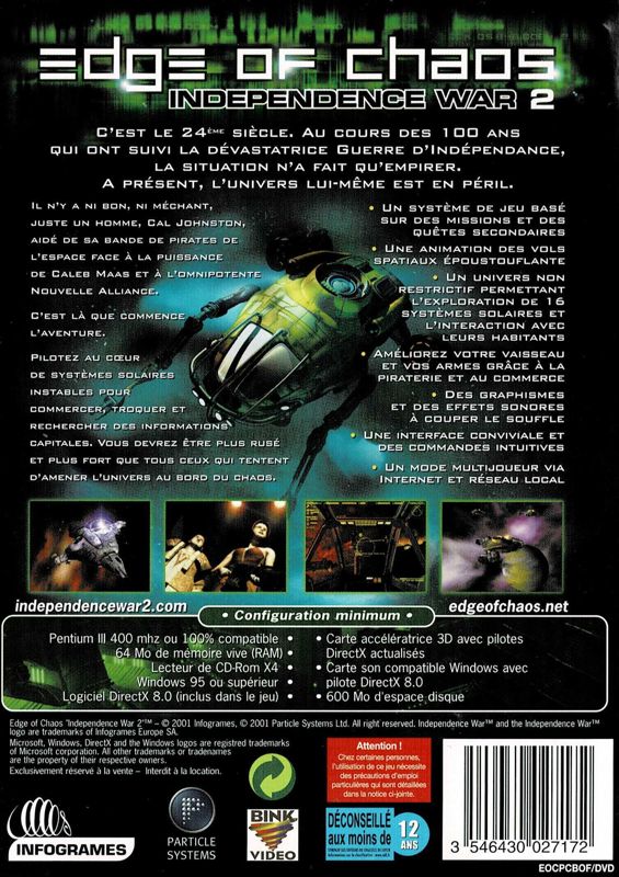 Back Cover for Independence War 2: Edge Of Chaos (Windows) (Best of Infogrames release)