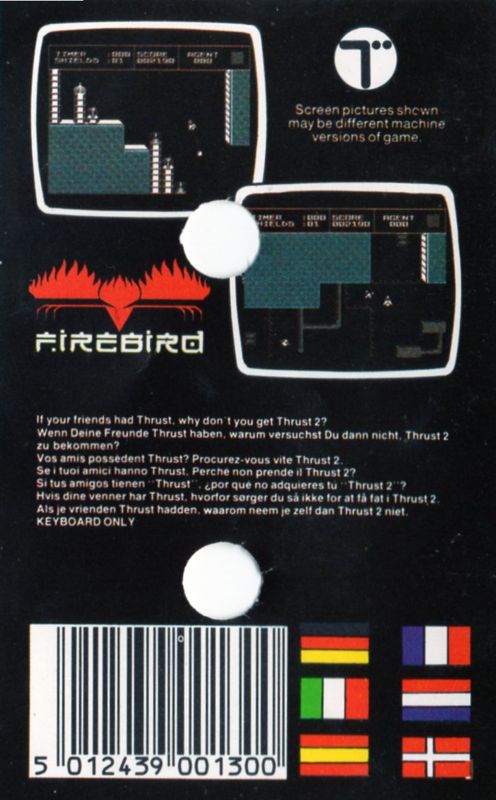 Back Cover for Thrust II (Amstrad CPC)