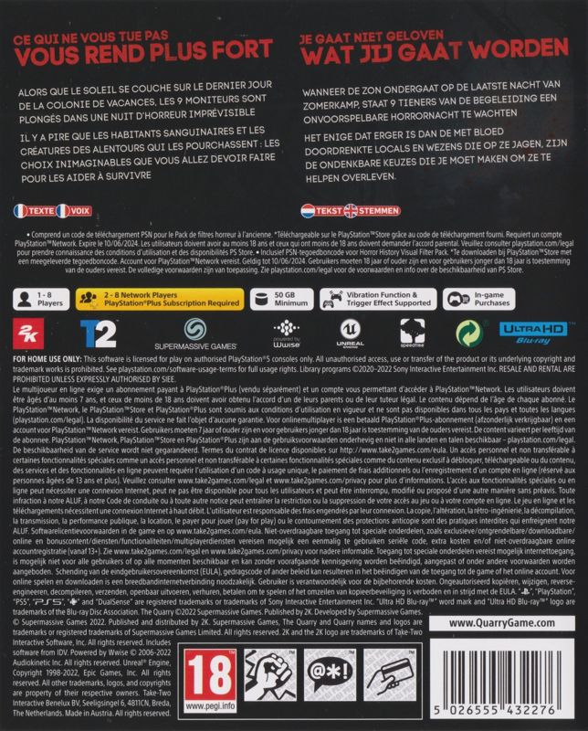 Back Cover for The Quarry (PlayStation 5)