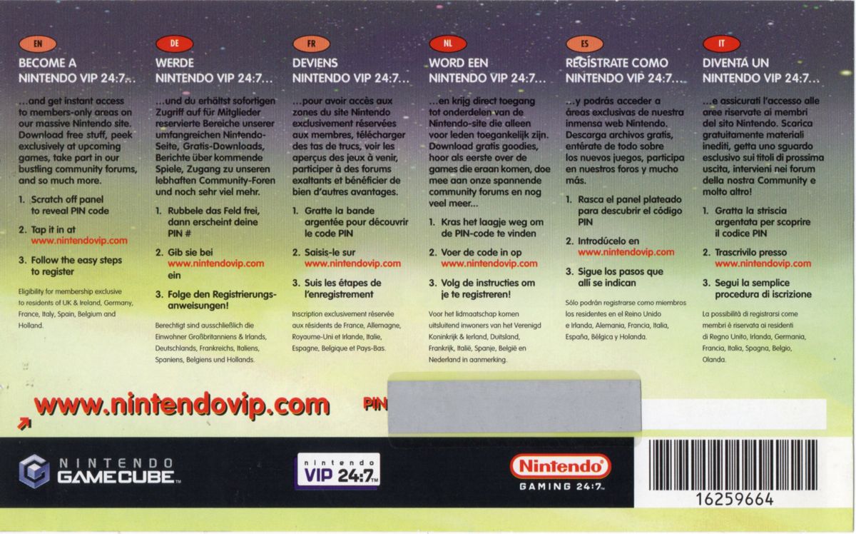 Extras for Mario Party 6 (GameCube): VIP Card Back