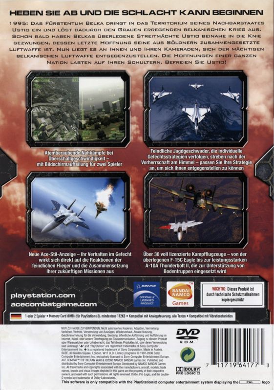 Back Cover for Ace Combat Zero: The Belkan War (PlayStation 2)