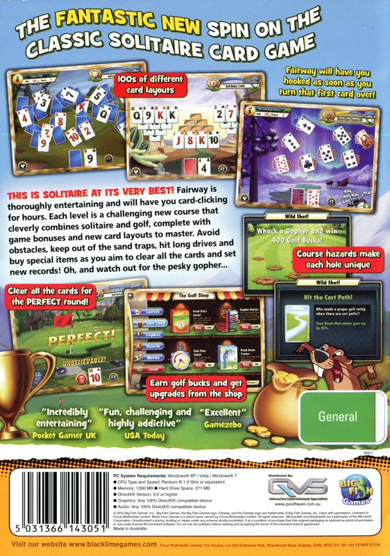 Back Cover for Fairway Solitaire (Windows) (BlackLime Games release)