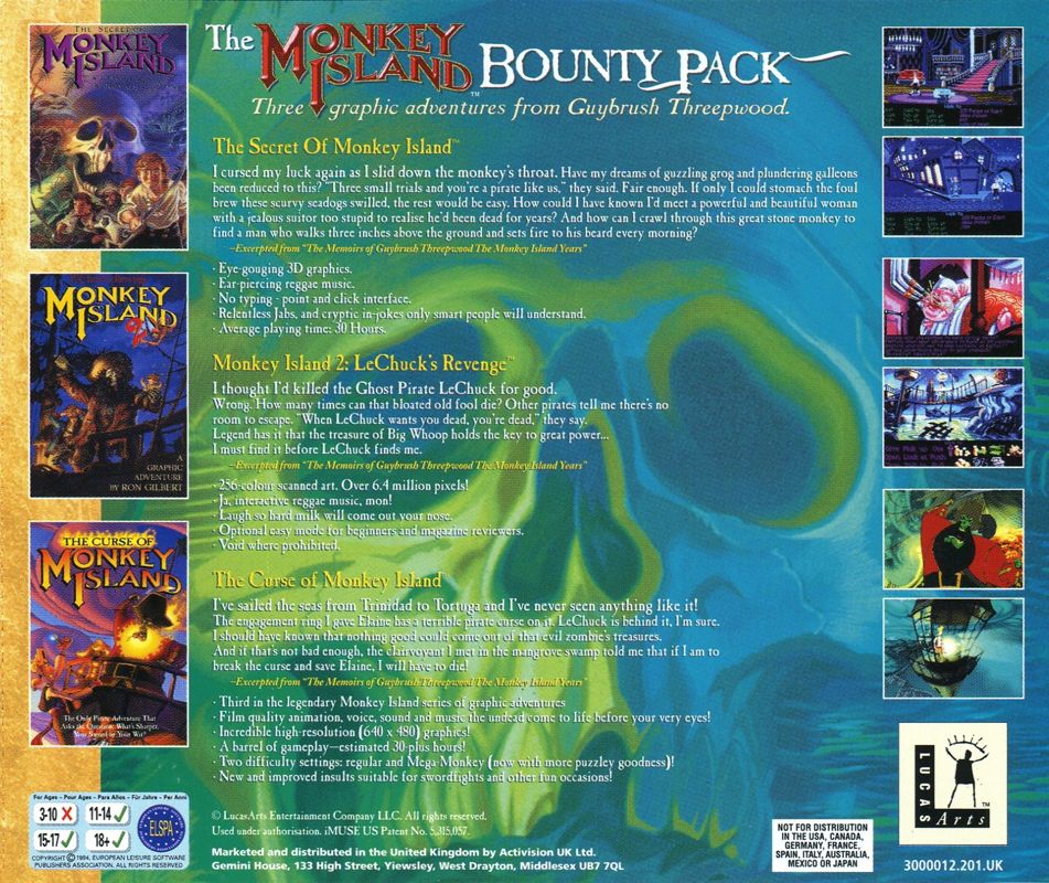 Other for The Curse of Monkey Island (DOS and Windows): Jewel Case - Back